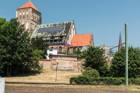0001 BBL, Rostock, Kirche St. Nikolai, Warnowstraße, Stadtmauer und Pfarrkirche der südlichen Altstadt aus dem 13. Jahrhundert --727610
