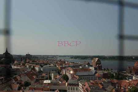 0018 BBL, Rostock, Petrikirche, Aussicht vom Turm auf die Altstadt mit Stadthafen--731627